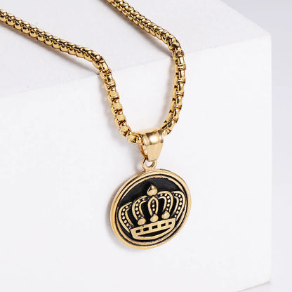 Fashion Geometric Classic Crown Men And Women Stainless Steel Pendant Necklace Wholesale