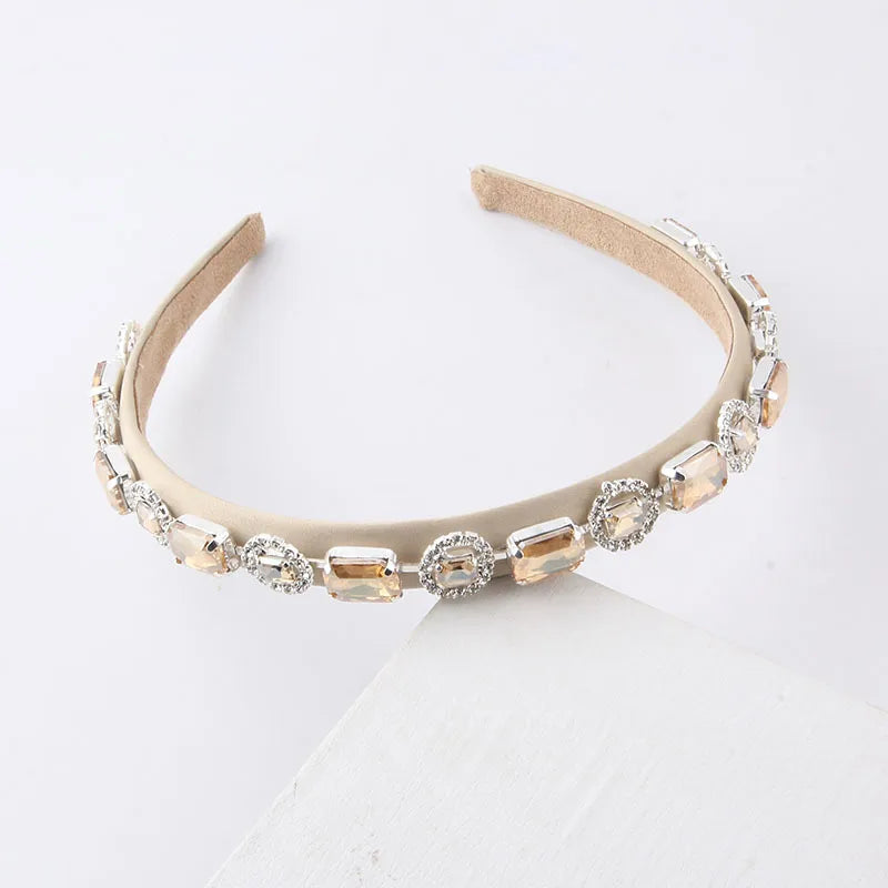 Fashion Geometric Cloth Inlay Rhinestones Hair Band