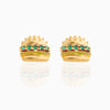 Fashion Geometric Coke Hamburger Brass Inlaid Zircon Ear Studs 1 Pair
