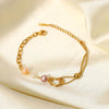 Fashion Geometric Color Pearl Stainless Steel Heart Pearl Bracelet