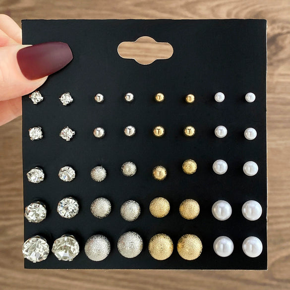 Fashion Geometric Color Round Electroplated Imitation Pearl Alloy Women's Earrings