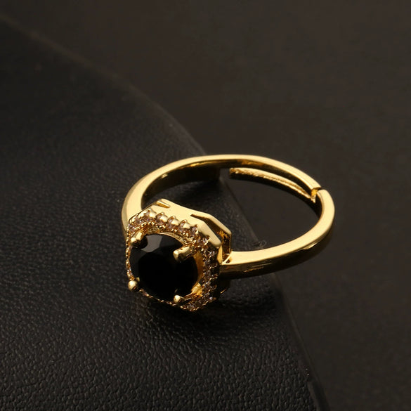 Fashion Geometric Colorful Zircon Open Ring For Women Copper Electroplated Light Luxury Niche Minimalist