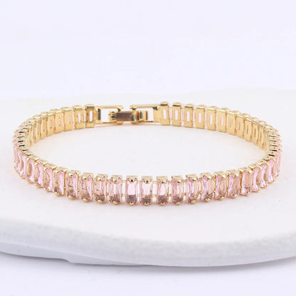 Fashion Geometric Copper Zircon Bracelets In Bulk