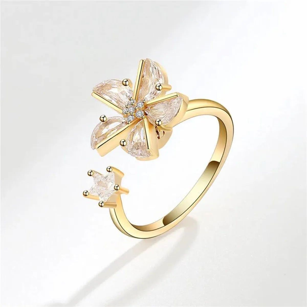 Fashion Geometric Copper Diamond Zircon Rings