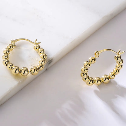 Fashion Geometric Copper Gold Plated Hoop Earrings 1 Pair