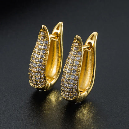 Fashion Geometric Copper Gold-plated Micro-inlaid Zircon Earrings