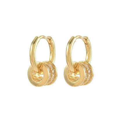 Fashion Geometric Copper Gold Plated Zircon Earrings 1 Pair