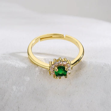 Fashion Geometric Copper Gold Plated Zircon Open Ring 1 Piece