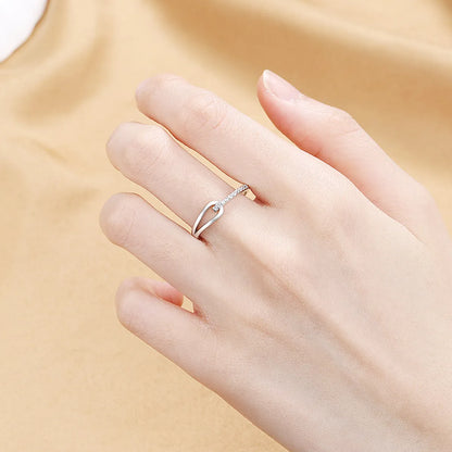 Fashion Geometric Copper Inlaid Zircon Open Ring