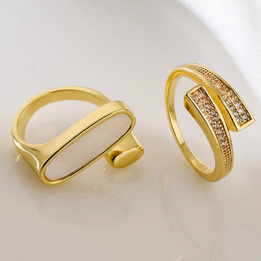 Fashion Geometric Copper Inlaid Zircon Rings 1 Piece