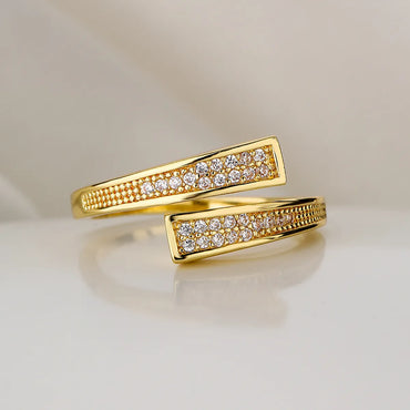 Fashion Geometric Copper Inlaid Zircon Rings 1 Piece