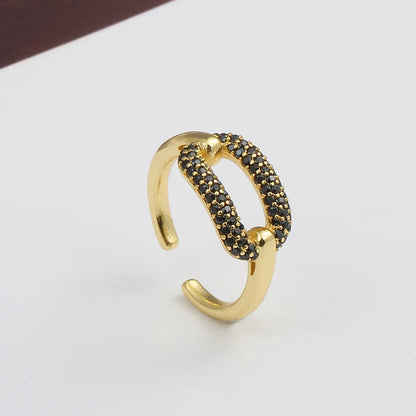 Fashion Geometry Pattern Inlaid Copper Zircon Ring Wholesale