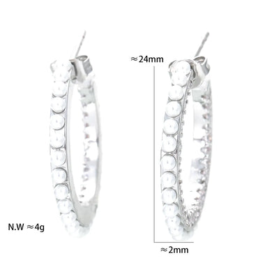 Fashion Geometric Copper Inlay Artificial Pearls Zircon Earrings 1 Pair