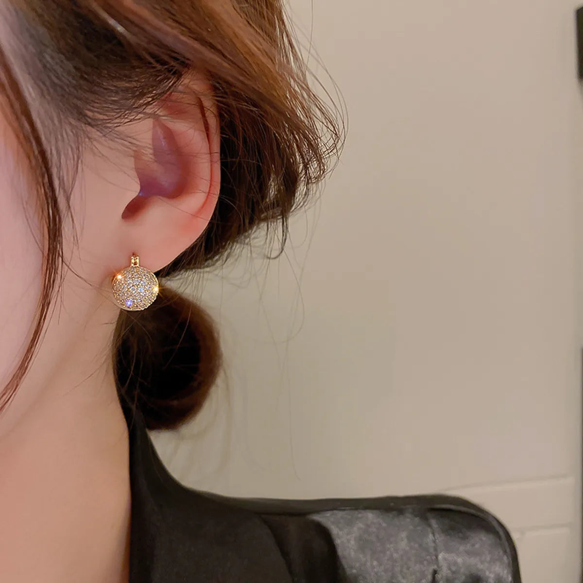 1 Pair Fashion Geometric Inlay Copper Pearl Zircon Ear Studs