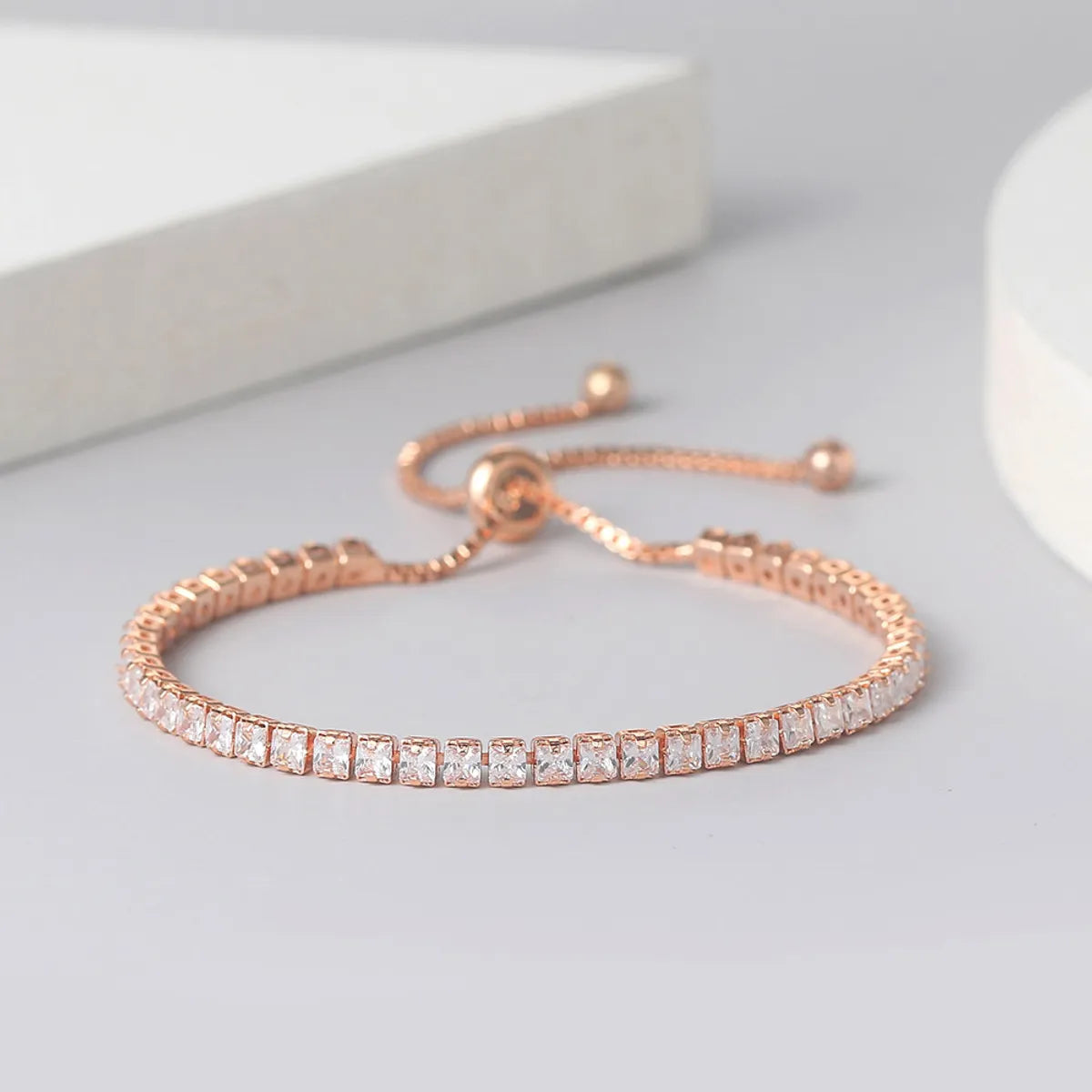 Fashion Geometric Copper Inlay Zircon Bracelets 1 Piece