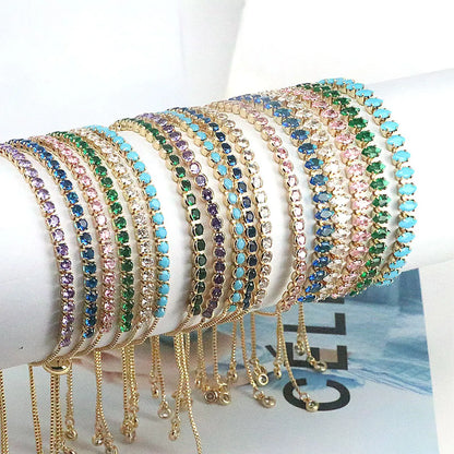 Fashion Geometric Copper Inlay Zircon Bracelets 1 Piece