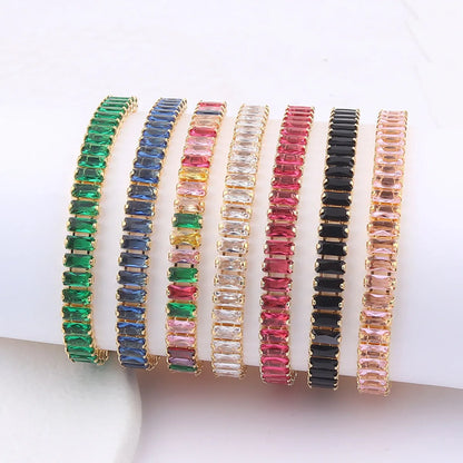 Fashion Geometric Copper Inlay Zircon Bracelets