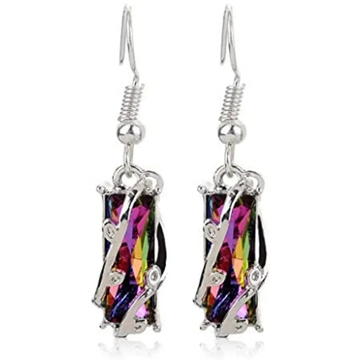 Fashion Geometric Copper Inlay Crystal Drop Earrings 1 Pair