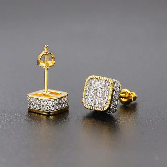 Fashion Geometric Copper Inlay Zircon Ear Studs 1 Pair