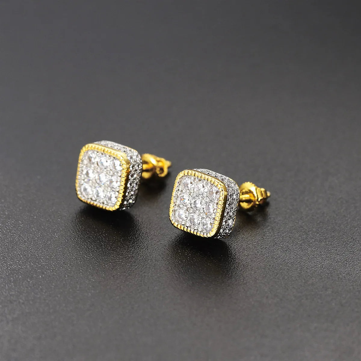 Fashion Geometric Copper Inlay Zircon Ear Studs 1 Pair