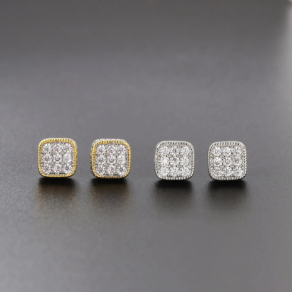 Fashion Geometric Copper Inlay Zircon Ear Studs 1 Pair