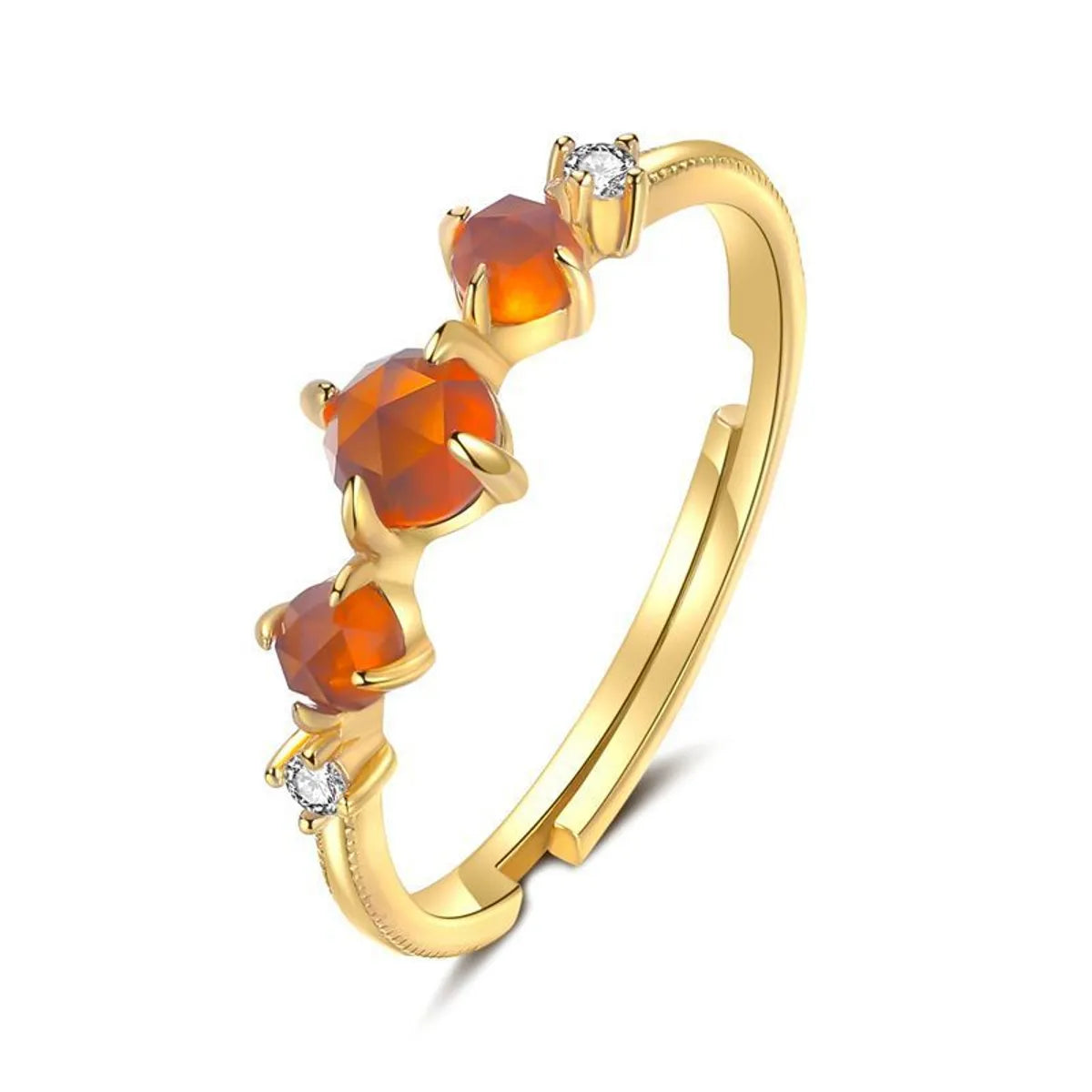 Fashion Geometric Copper Inlay Zircon Open Ring 1 Piece