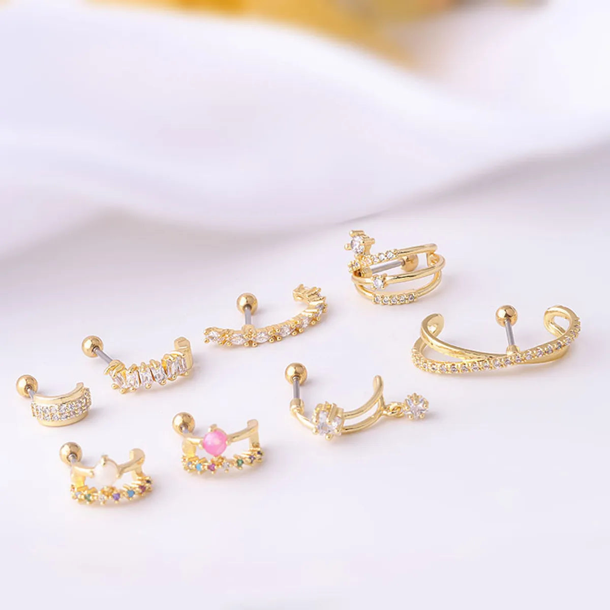 Fashion Geometric Plating Inlay Copper Zircon Ear Studs