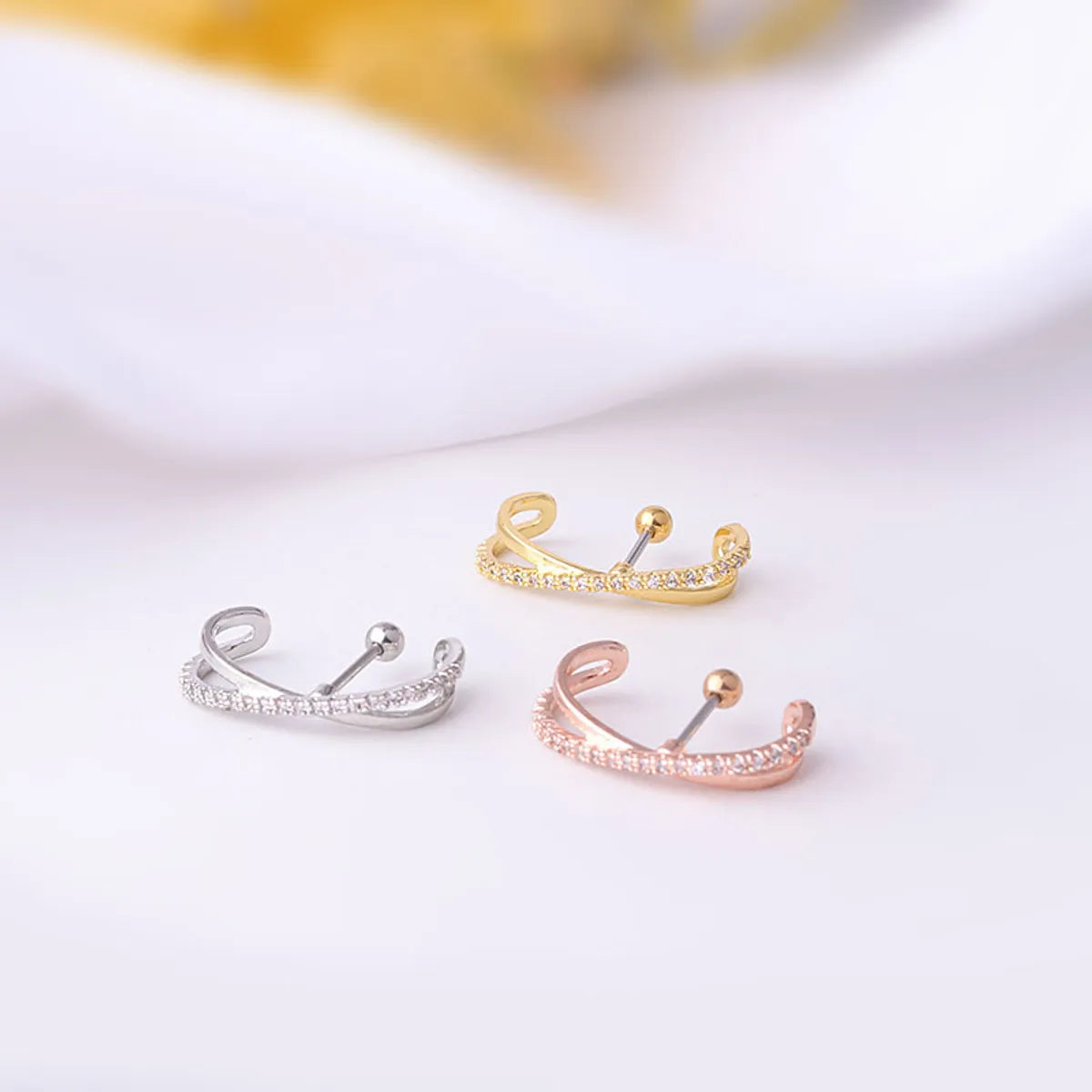 Fashion Geometric Plating Inlay Copper Zircon Ear Studs