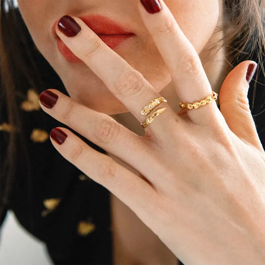 Fashion Geometric Copper Plating Rhinestones Open Ring