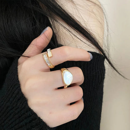 Fashion Geometric Copper Plating Shell Women'S Open Ring