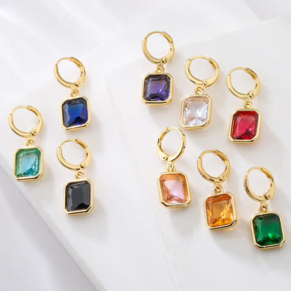 1 Pair Fashion Geometric Plating Copper Zircon 18k Gold Plated Earrings