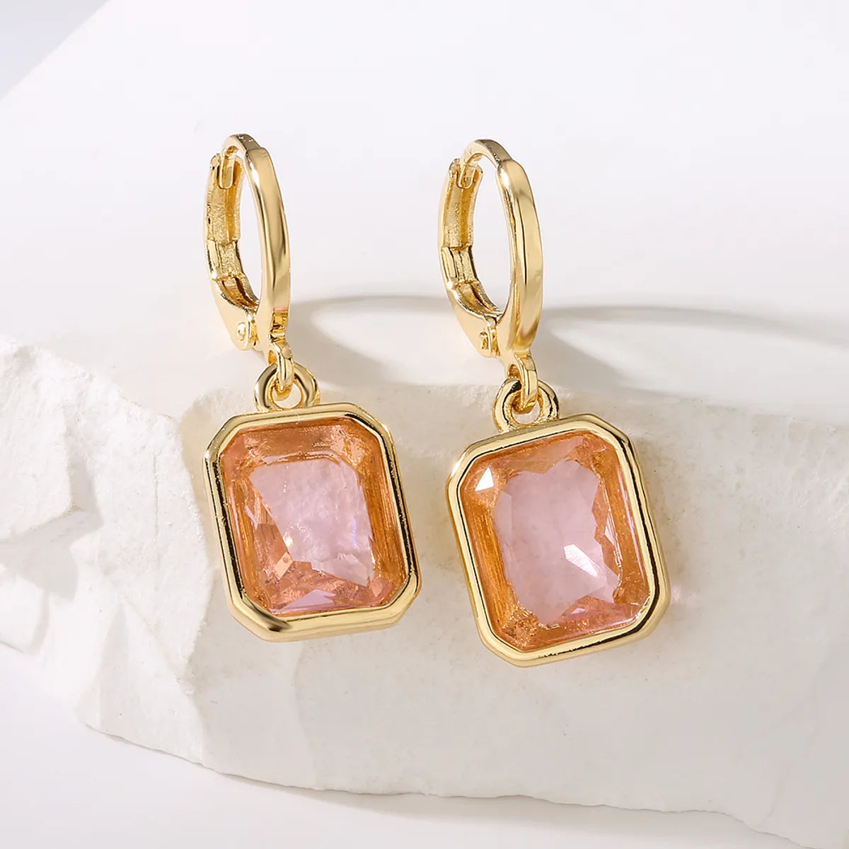 1 Pair Fashion Geometric Plating Copper Zircon 18k Gold Plated Earrings