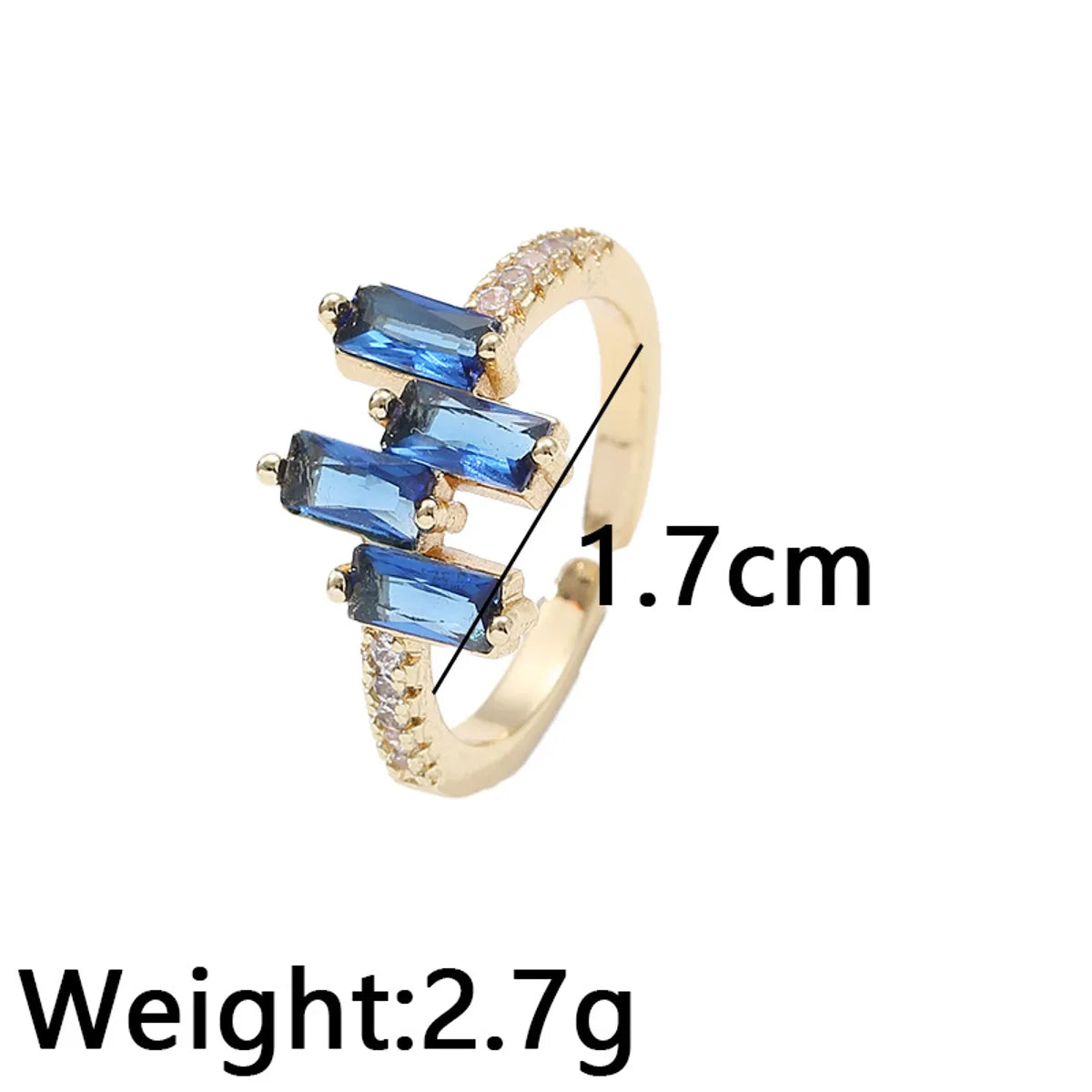 Fashion Geometric Copper Plating Zircon Open Ring 1 Piece