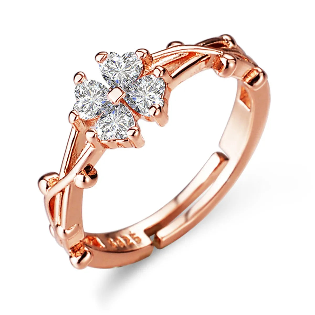 Fashion Geometric Copper Plating Zircon Open Ring