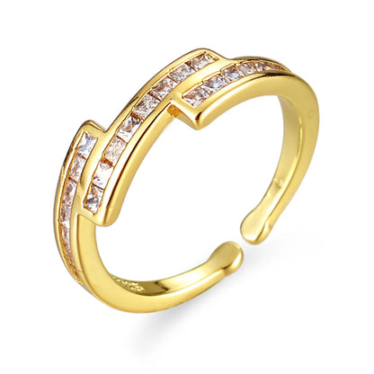 Fashion Geometric Copper Plating Zircon Open Ring