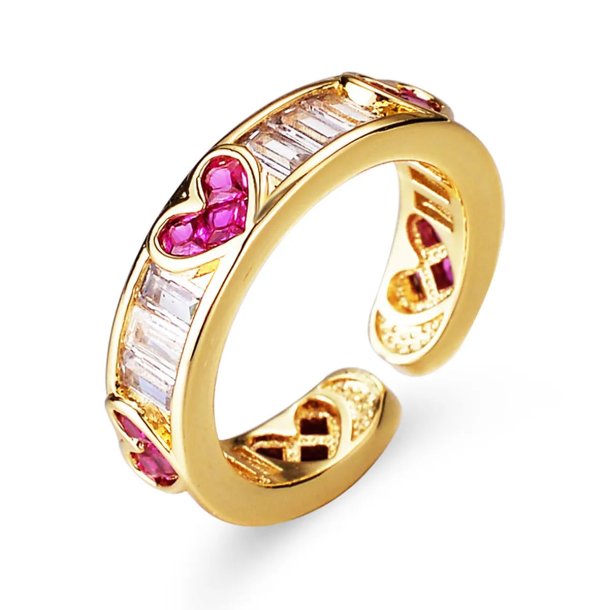 Fashion Geometric Copper Plating Zircon Open Ring