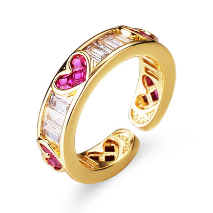 Fashion Geometric Copper Plating Zircon Open Ring