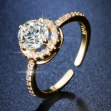 Fashion Geometric Copper Plating Zircon Open Ring