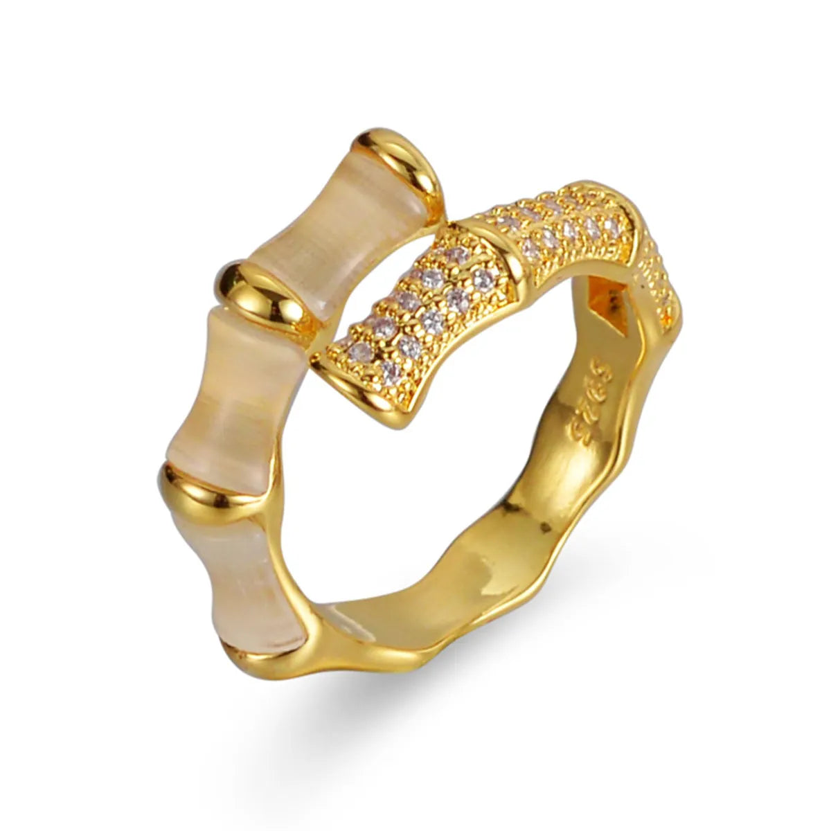 Fashion Geometric Copper Plating Zircon Open Ring