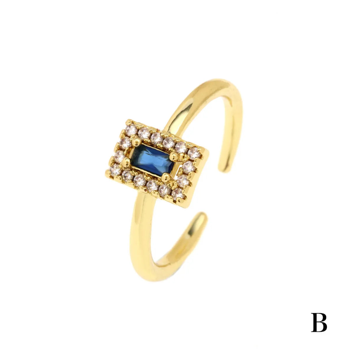 Fashion Geometric Copper Plating Zircon Open Ring