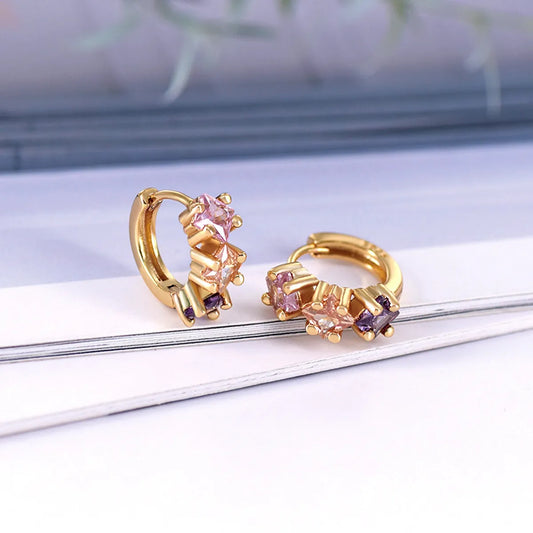 Fashion Geometric Copper Silver Needle Plating Zircon Earrings 1 Pair