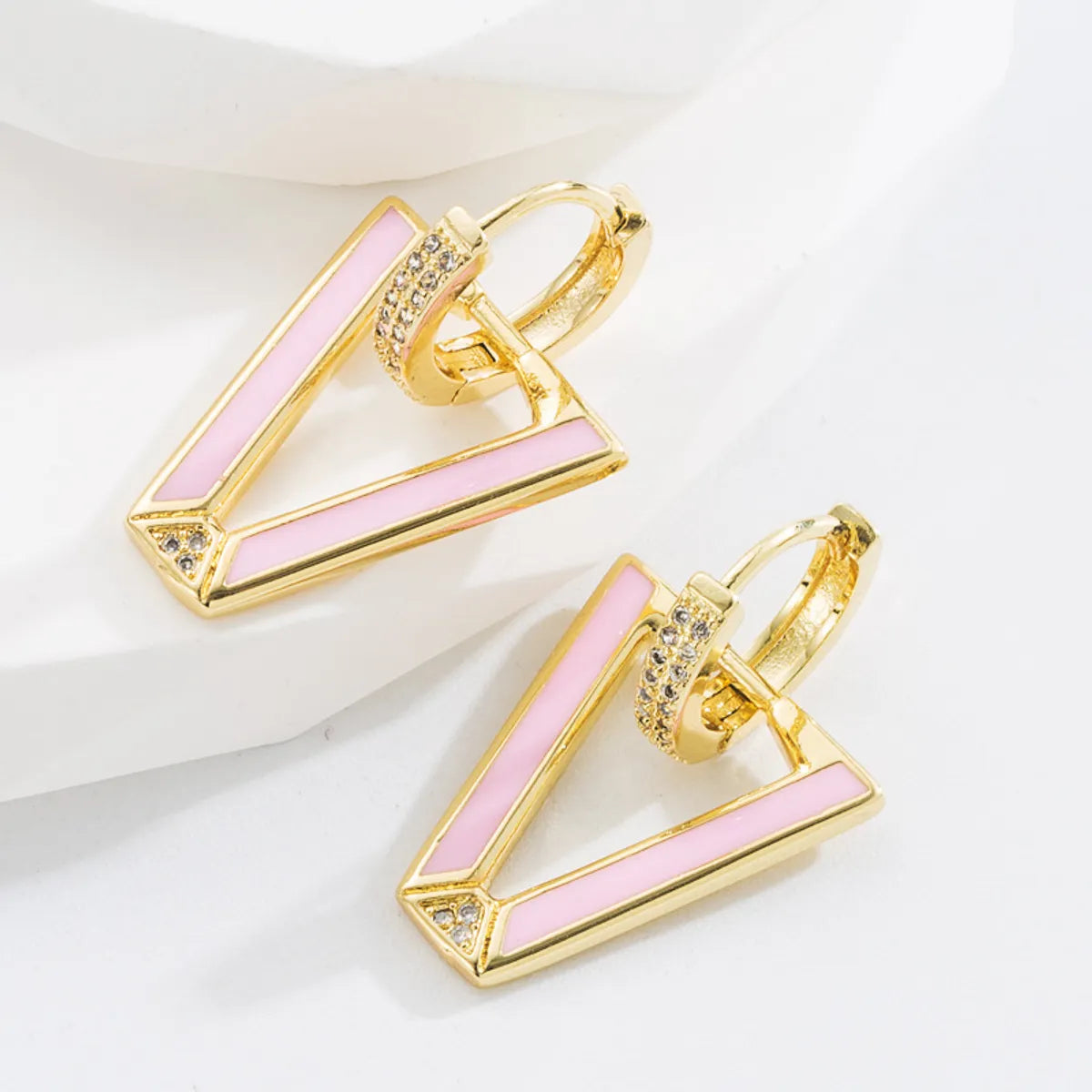 Fashion Geometric Copper Stoving Varnish Zircon Drop Earrings 1 Pair