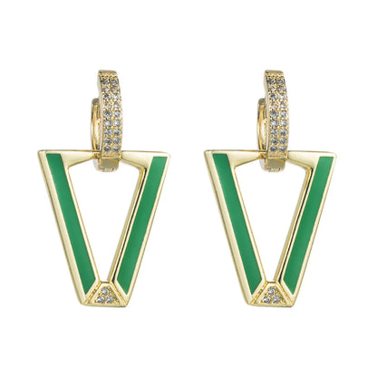 Fashion Geometric Copper Stoving Varnish Zircon Drop Earrings 1 Pair