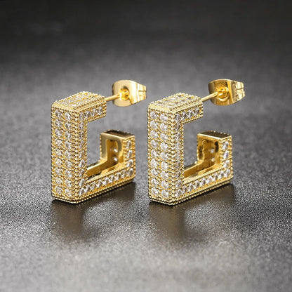 Fashion Geometric Copper Zircon Ear Studs 1 Pair