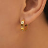 Fashion Geometric Cshaped Inlaid Zircon Titanium Steel Earrings 18K Gold Plated