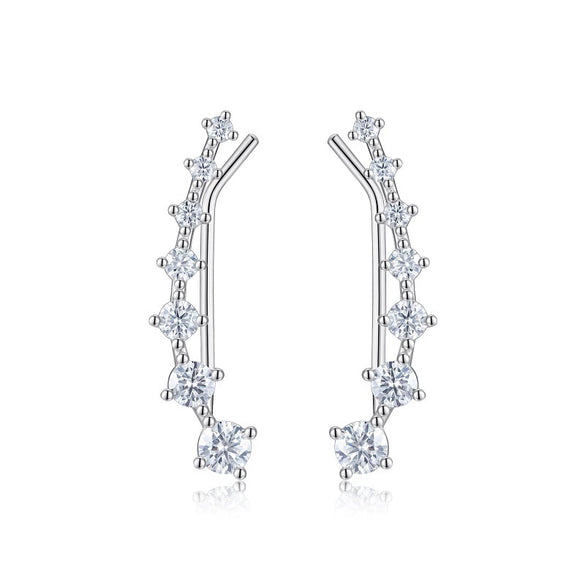 Fashion Geometric Curved Line Moissanite Stud Earrings 925 Sterling Silver
