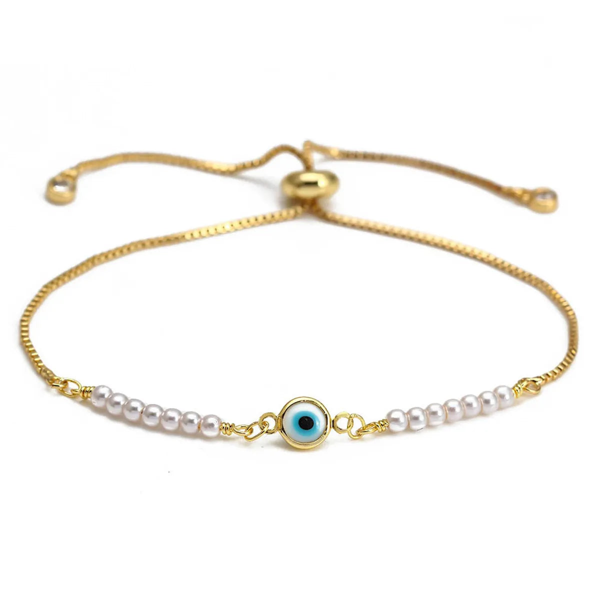 Fashion Geometric Devil's Eye Heart Shape Copper Artificial Pearls Bracelets