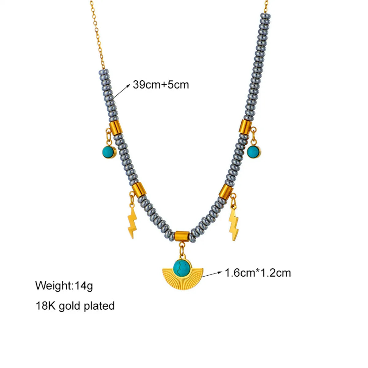 Wholesale Jewelry Fashion Geometric Devil'S Eye 304 Stainless Steel Artificial Rhinestones Resin 18K Gold Plated Ellipse Plating Inlaid Turquoise Layered Necklaces