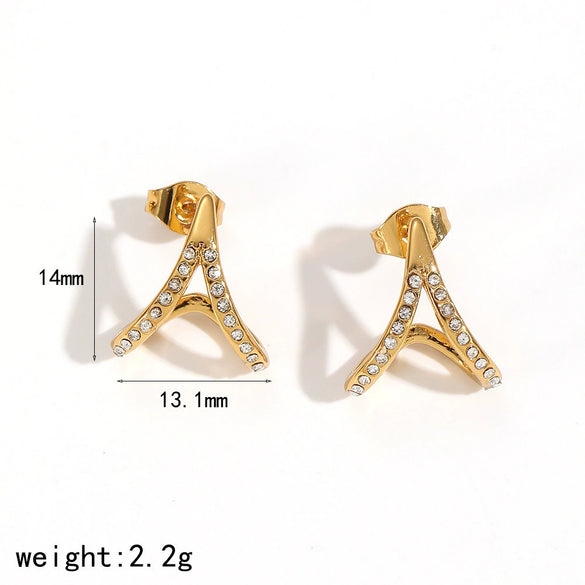 Fashion Geometric Dot Diamond Stainless Steel Women's Earrings