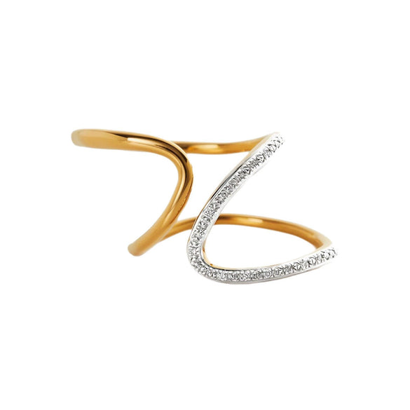 Fashion Geometric Double Zshaped 925 Silver Zirconium Ring